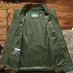 Men's Hiking Vest Sleeveless Vest Outdoor Comfortable Winter Multiple Pockets Polyester Black Army Green Red Hunting Fishing Climbing