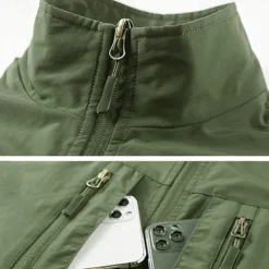 Men's Hiking Vest Sleeveless Vest Outdoor Comfortable Winter Multiple Pockets Polyester Black Army Green Red Hunting Fishing Climbing