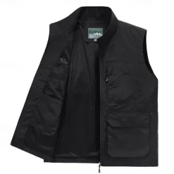 Men's Hiking Vest Sleeveless Vest Outdoor Quick Dry Comfortable Multiple Pockets Polyester Black Army Green Khaki Hunting Fishing Climbing