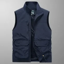 Men's Hiking Vest Sleeveless Vest Outdoor Quick Dry Comfortable Multiple Pockets Polyester Black Army Green Khaki Hunting Fishing Climbing