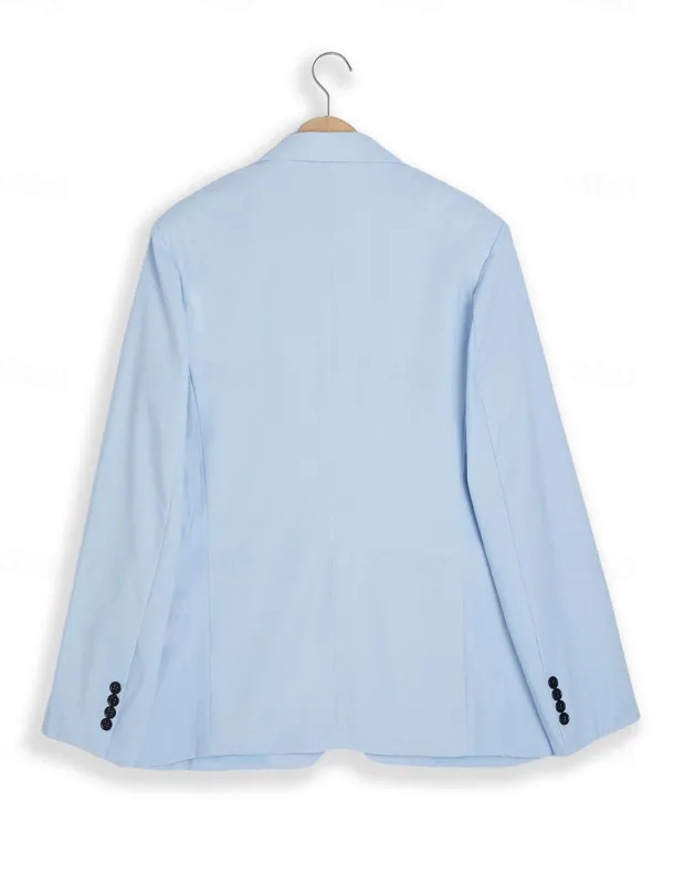 Men's Homecoming Linen Linen Suits Notch Light Blue pea green Solid Colored Tailored Fit 2 Piece Single Breasted One-button