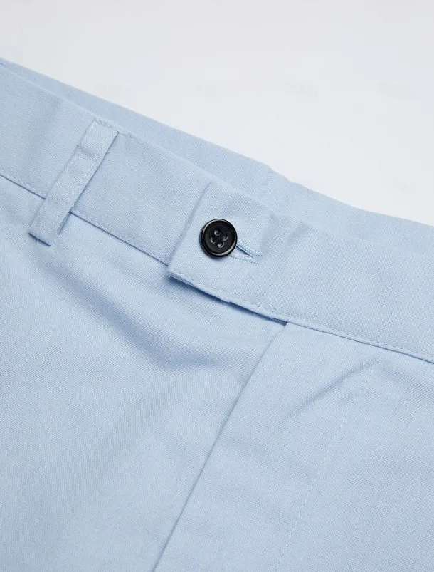 Men's Homecoming Linen Linen Suits Notch Light Blue pea green Solid Colored Tailored Fit 2 Piece Single Breasted One-button