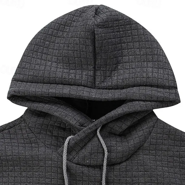 Men's Hoodie Apricot Black White Army Green Red Hooded Plain Jacquard Pocket Ribbed Textured Sports & Outdoor Daily Holiday Polyester Streetwear Basic Casual Spring & Fall Clothing Apparel Hoodies