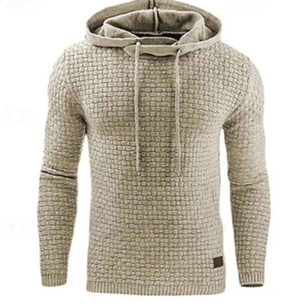 Men's Hoodie Apricot Black White Army Green Red Hooded Plain Jacquard Pocket Ribbed Textured Sports & Outdoor Daily Holiday Polyester Streetwear Basic Casual Spring & Fall Clothing Apparel Hoodies