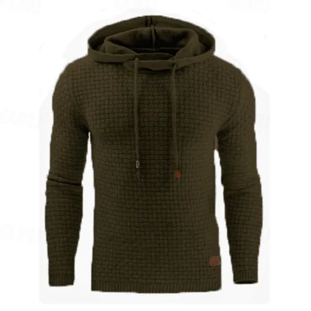 Men's Hoodie Apricot Black White Army Green Red Hooded Plain Jacquard Pocket Ribbed Textured Sports & Outdoor Daily Holiday Polyester Streetwear Basic Casual Spring & Fall Clothing Apparel Hoodies