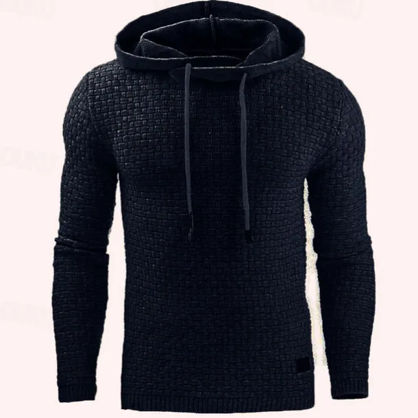 Men's Hoodie Apricot Black White Army Green Red Hooded Plain Jacquard Pocket Ribbed Textured Sports & Outdoor Daily Holiday Polyester Streetwear Basic Casual Spring & Fall Clothing Apparel Hoodies