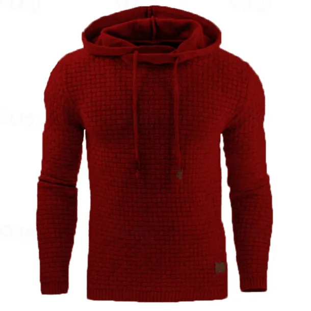 Men's Hoodie Apricot Black White Army Green Red Hooded Plain Jacquard Pocket Ribbed Textured Sports & Outdoor Daily Holiday Polyester Streetwear Basic Casual Spring & Fall Clothing Apparel Hoodies