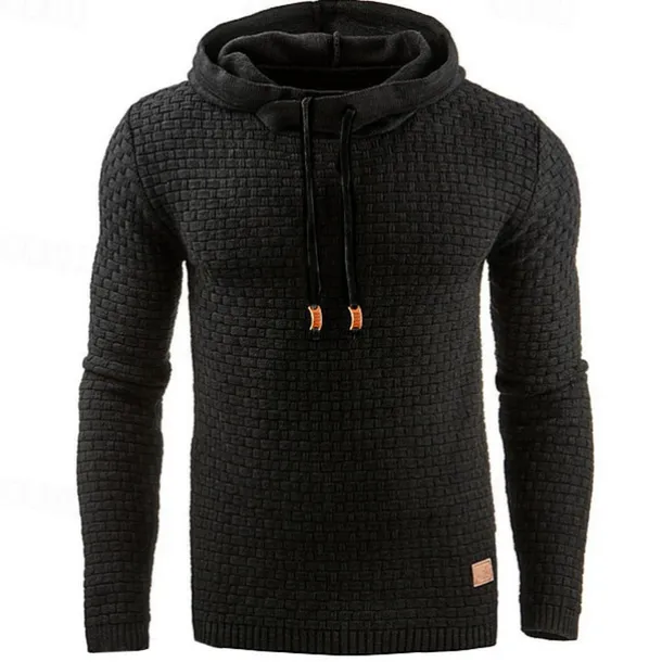 Men's Hoodie Apricot Black White Army Green Red Hooded Plain Jacquard Pocket Ribbed Textured Sports & Outdoor Daily Holiday Polyester Streetwear Basic Casual Spring & Fall Clothing Apparel Hoodies