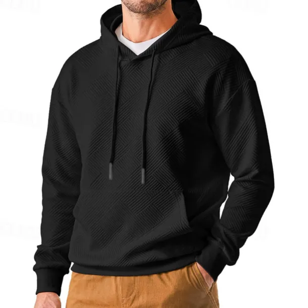 Men's Hoodie Apricot Black Hooded Plain Jacquard Pocket Sports & Outdoor Daily Holiday Polyester Streetwear Basic Casual Summer Spring Clothing Apparel Hoodies Sweatshirts