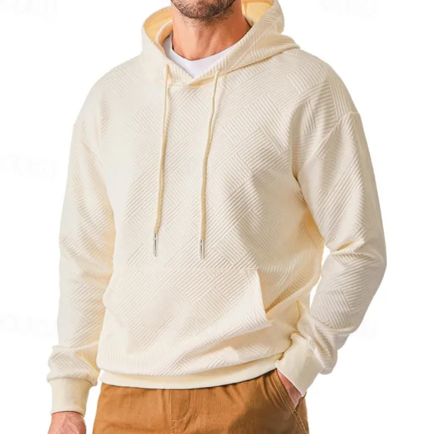 Men's Hoodie Apricot Black Hooded Plain Jacquard Pocket Sports & Outdoor Daily Holiday Polyester Streetwear Basic Casual Summer Spring Clothing Apparel Hoodies Sweatshirts