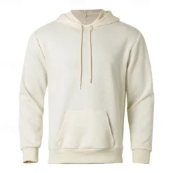 Men's Hoodie Apricot Black Hooded Plain Jacquard Pocket Sports & Outdoor Daily Holiday Polyester Streetwear Basic Casual Summer Spring Clothing Apparel Hoodies Sweatshirts