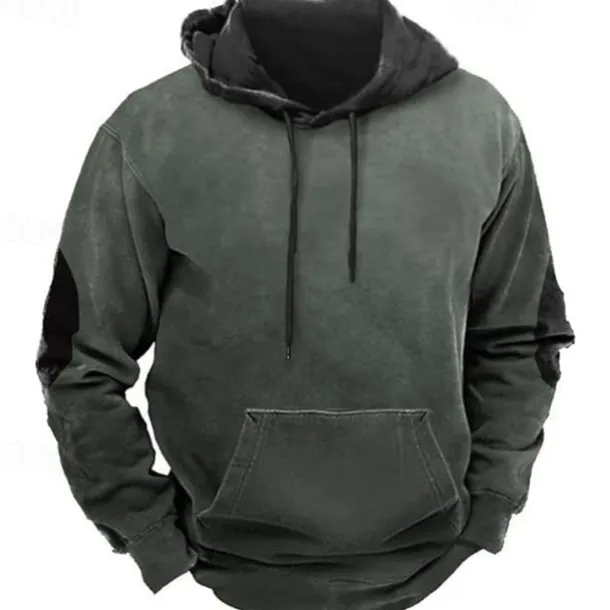 Men's Hoodie Army Green Navy Blue Brown Khaki Hooded Color Block Patchwork Pocket Sports & Outdoor Daily Holiday Polyester Streetwear Basic Casual Spring & Fall Clothing Apparel Hoodies Sweatshirts