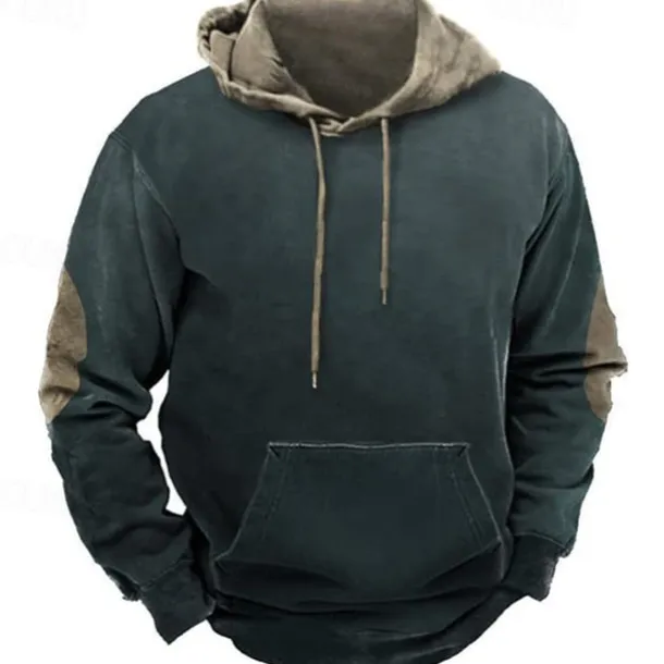 Men's Hoodie Army Green Navy Blue Brown Khaki Hooded Color Block Patchwork Pocket Sports & Outdoor Daily Holiday Polyester Streetwear Basic Casual Spring & Fall Clothing Apparel Hoodies Sweatshirts