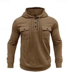 Men's Hoodie Black Army Green Green Dark Gray Coffee Hooded Plain Pocket Sports & Outdoor Daily Holiday Cotton Streetwear Basic Casual Spring & Fall Clothing Apparel Hoodies Sweatshirts