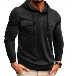 Men's Hoodie Black Army Green Green Dark Gray Coffee Hooded Plain Pocket Sports & Outdoor Daily Holiday Cotton Streetwear Basic Casual Spring & Fall Clothing Apparel Hoodies Sweatshirts