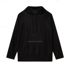 Men's Hoodie Black Army Green Red Khaki Hooded Plain Ribbed Front Pocket Textured Sports & Outdoor Daily Holiday Streetwear Basic Casual Spring & Fall Clothing Apparel Hoodies Sweatshirts Long