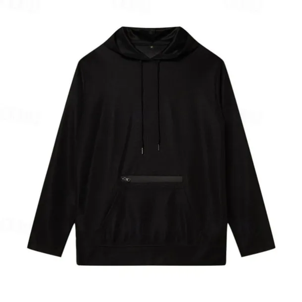 Men's Hoodie Black Army Green Red Khaki Hooded Plain Ribbed Front Pocket Textured Sports & Outdoor Daily Holiday Streetwear Basic Casual Spring & Fall Clothing Apparel Hoodies Sweatshirts Long