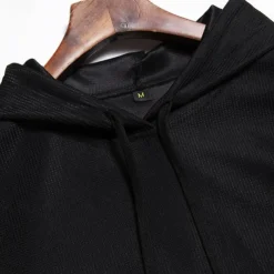 Men's Hoodie Black Army Green Red Khaki Hooded Plain Ribbed Front Pocket Textured Sports & Outdoor Daily Holiday Streetwear Basic Casual Spring & Fall Clothing Apparel Hoodies Sweatshirts Long