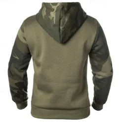 Men's Hoodie Black Army Green Khaki Hooded Color Block Camouflage Patchwork Pocket Sports & Outdoor Daily Holiday Streetwear Basic Casual Spring & Fall Clothing Apparel Hoodies Sweatshirts