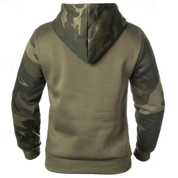 Men's Hoodie Black Army Green Khaki Hooded Color Block Camouflage Patchwork Pocket Sports & Outdoor Daily Holiday Streetwear Basic Casual Spring & Fall Clothing Apparel Hoodies Sweatshirts