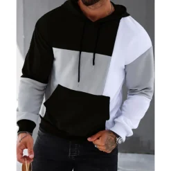 Men's Hoodie Black Pink Army Green Blue Hooded Color Block Pocket Sports & Outdoor Daily Holiday Streetwear Cool Casual Spring & Fall Clothing Apparel Hoodies Sweatshirts