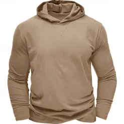 Men's Hoodie Black White Army Green Royal Blue Khaki Hooded Plain Sports & Outdoor Daily Holiday Cotton Streetwear Basic Casual Spring & Fall Clothing Apparel Hoodies Sweatshirts