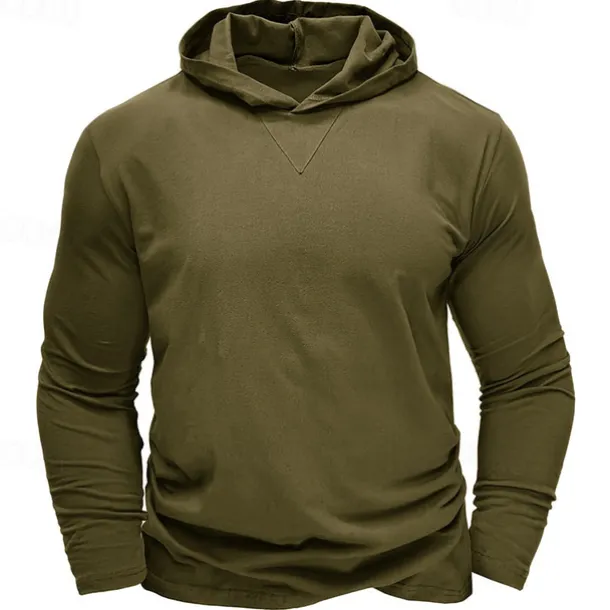 Men's Hoodie Black White Army Green Royal Blue Khaki Hooded Plain Sports & Outdoor Daily Holiday Cotton Streetwear Basic Casual Spring & Fall Clothing Apparel Hoodies Sweatshirts