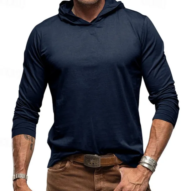 Men's Hoodie Black White Army Green Royal Blue Khaki Hooded Plain Sports & Outdoor Daily Holiday Cotton Streetwear Basic Casual Spring & Fall Clothing Apparel Hoodies Sweatshirts