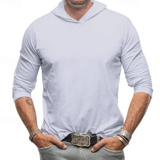 Men's Hoodie Black White Army Green Royal Blue Khaki Hooded Plain Sports & Outdoor Daily Holiday Cotton Streetwear Basic Casual Spring & Fall Clothing Apparel Hoodies Sweatshirts