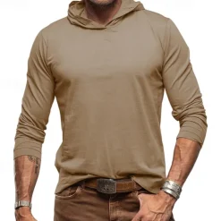 Men's Hoodie Black White Army Green Royal Blue Khaki Hooded Plain Sports & Outdoor Daily Holiday Cotton Streetwear Basic Casual Spring & Fall Clothing Apparel Hoodies Sweatshirts