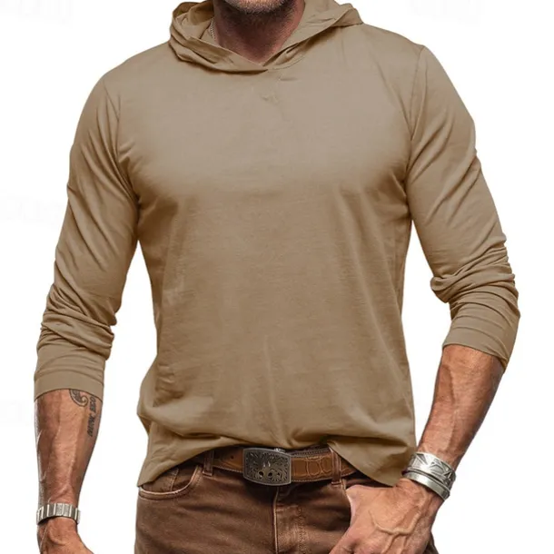 Men's Hoodie Black White Army Green Royal Blue Khaki Hooded Plain Sports & Outdoor Daily Holiday Cotton Streetwear Basic Casual Spring & Fall Clothing Apparel Hoodies Sweatshirts