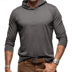 Men's Hoodie Black White Army Green Royal Blue Khaki Hooded Plain Sports & Outdoor Daily Holiday Cotton Streetwear Basic Casual Spring & Fall Clothing Apparel Hoodies Sweatshirts