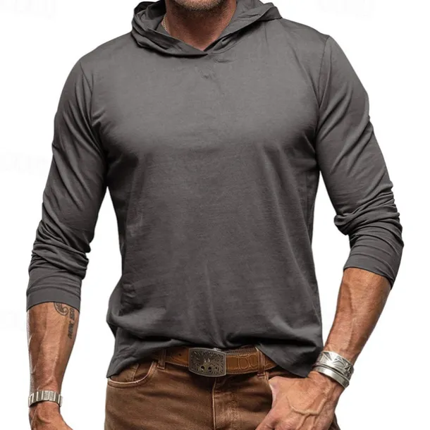 Men's Hoodie Black White Army Green Royal Blue Khaki Hooded Plain Sports & Outdoor Daily Holiday Cotton Streetwear Basic Casual Spring & Fall Clothing Apparel Hoodies Sweatshirts