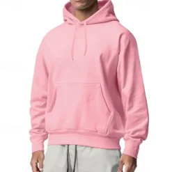 Men's Hoodie Black White Pink Light Grey Dark Gray Hooded Plain Pocket Sports & Outdoor Daily Holiday Streetwear Basic Casual Spring & Fall Clothing Apparel Hoodies Sweatshirts