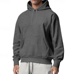 Men's Hoodie Black White Pink Light Grey Dark Gray Hooded Plain Pocket Sports & Outdoor Daily Holiday Streetwear Basic Casual Spring & Fall Clothing Apparel Hoodies Sweatshirts