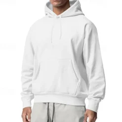 Men's Hoodie Black White Pink Light Grey Dark Gray Hooded Plain Pocket Sports & Outdoor Daily Holiday Streetwear Basic Casual Spring & Fall Clothing Apparel Hoodies Sweatshirts