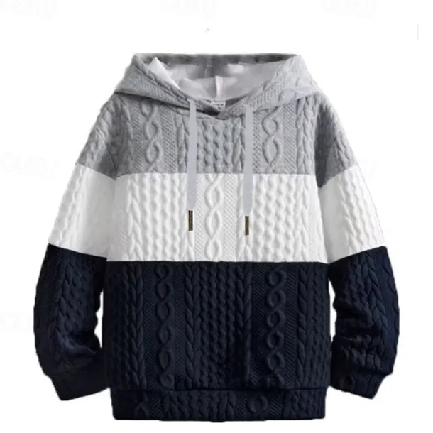 Men's Hoodie Black Wine Orange Light Grey Hooded Color Block Jacquard Patchwork Ribbed Textured Sports & Outdoor Daily Holiday Polyester Textured Streetwear Basic Casual Fall & Winter Clothing Apparel