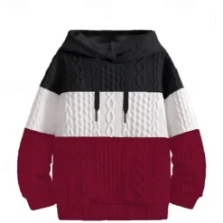 Men's Hoodie Black Wine Orange Light Grey Hooded Color Block Jacquard Patchwork Ribbed Textured Sports & Outdoor Daily Holiday Polyester Textured Streetwear Basic Casual Fall & Winter Clothing Apparel