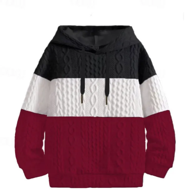 Men's Hoodie Black Wine Orange Light Grey Hooded Color Block Jacquard Patchwork Ribbed Textured Sports & Outdoor Daily Holiday Polyester Textured Streetwear Basic Casual Fall & Winter Clothing Apparel
