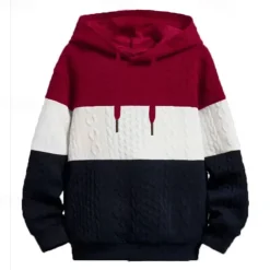 Men's Hoodie Black Wine Orange Light Grey Hooded Color Block Jacquard Patchwork Ribbed Textured Sports & Outdoor Daily Holiday Polyester Textured Streetwear Basic Casual Fall & Winter Clothing Apparel