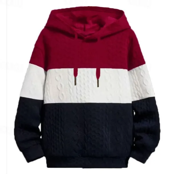 Men's Hoodie Black Wine Orange Light Grey Hooded Color Block Jacquard Patchwork Ribbed Textured Sports & Outdoor Daily Holiday Polyester Textured Streetwear Basic Casual Fall & Winter Clothing Apparel