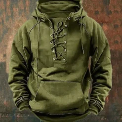 Men's Hoodie Drawstring Hoodies Black Pink Army Green Blue Khaki Hooded Plain Front Pocket Sports Outdoor Daily Holiday Streetwear Basic Casual Fall Winter Clothing Apparel Hoodies Sweatshirts
