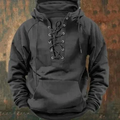 Men's Hoodie Drawstring Hoodies Black Pink Army Green Blue Khaki Hooded Plain Front Pocket Sports Outdoor Daily Holiday Streetwear Basic Casual Fall Winter Clothing Apparel Hoodies Sweatshirts