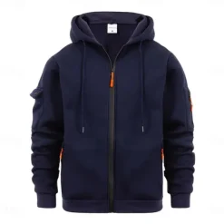 Men's Hoodie Full Zip Hoodie Tactical Hoodie Black Navy Blue Blue Khaki Dark Gray Hooded Plain Sports & Outdoor Daily Holiday Streetwear Cool Casual Winter Spring & Fall Clothing Apparel Hoodies