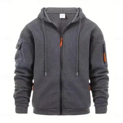 Men's Hoodie Full Zip Hoodie Tactical Hoodie Black Navy Blue Blue Khaki Dark Gray Hooded Plain Sports & Outdoor Daily Holiday Streetwear Cool Casual Winter Spring & Fall Clothing Apparel Hoodies