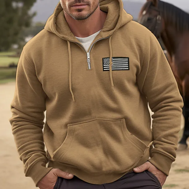 Men's Hoodie Full Zip Hoodie Blue Orange Brown Gray Hooded National Flag Sports & Outdoor Daily Holiday Polyester Streetwear Cool Casual Spring & Fall Clothing Apparel Hoodies Sweatshirts Long