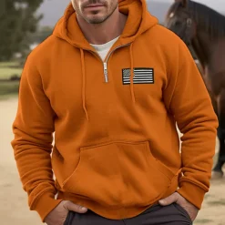 Men's Hoodie Full Zip Hoodie Blue Orange Brown Gray Hooded National Flag Sports & Outdoor Daily Holiday Polyester Streetwear Cool Casual Spring & Fall Clothing Apparel Hoodies Sweatshirts Long