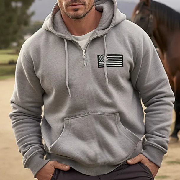 Men's Hoodie Full Zip Hoodie Blue Orange Brown Gray Hooded National Flag Sports & Outdoor Daily Holiday Polyester Streetwear Cool Casual Spring & Fall Clothing Apparel Hoodies Sweatshirts Long