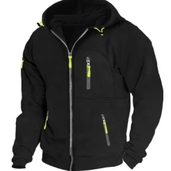 Men's Hoodie Full Zip Hoodie Fleece Hoodie Black White Wine Navy Blue Royal Blue Hooded Plain Zipper Pocket Sports & Outdoor Daily Holiday Polyester Streetwear Cool Casual Spring & Fall Clothing