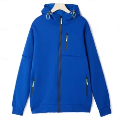 Men's Hoodie Full Zip Hoodie Fleece Hoodie Black White Wine Navy Blue Royal Blue Hooded Plain Zipper Pocket Sports & Outdoor Daily Holiday Polyester Streetwear Cool Casual Spring & Fall Clothing